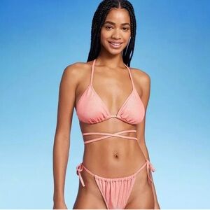 Wild Fable Pink Coral Strappy Swim‎ Bikini Top M